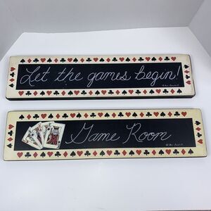 Ann Campbell Game Room Wood Wall Art Card Deck Home Decor 20"‎ X 5"